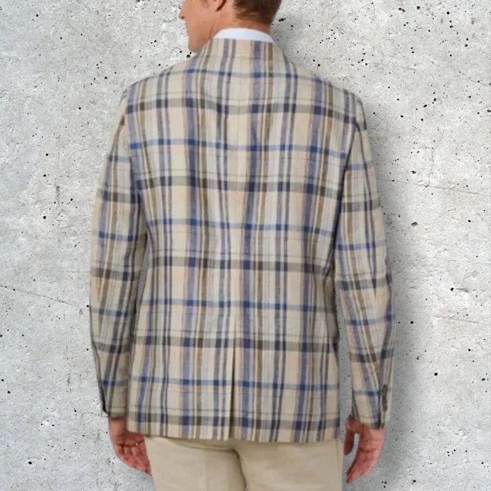 NWT $ 295 RALPH LAUREN Linen Jacket Blazer Sport Coat Suit Jacket Plaid 38R